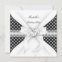 Fête d'anniversaire pois noir blanc diamant