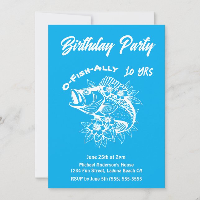 Invitation Fête d'anniversaire-Poisson (Devant)