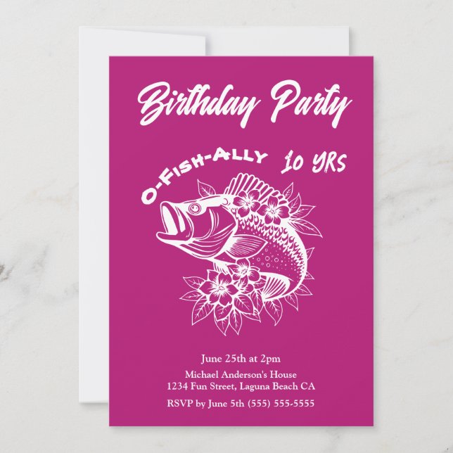 Invitation Fête d'anniversaire-Poisson (Devant)