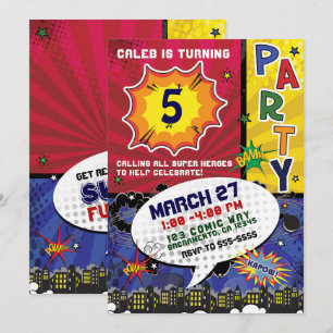 Invitation Fête d'anniversaire Pop Art de bande dessinée