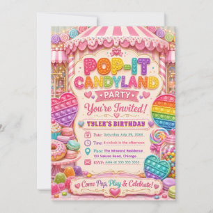 Invitation Fête d'anniversaire Pop-It Candyland