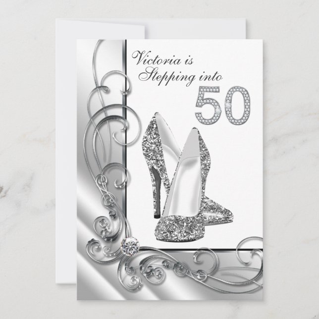 Invitation Fête d'anniversaire pour 50 ans : Glam Diamant (Devant)