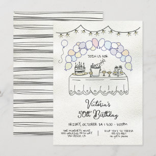 Invitation Fête d'anniversaire pour adultes Whimsical tiré à