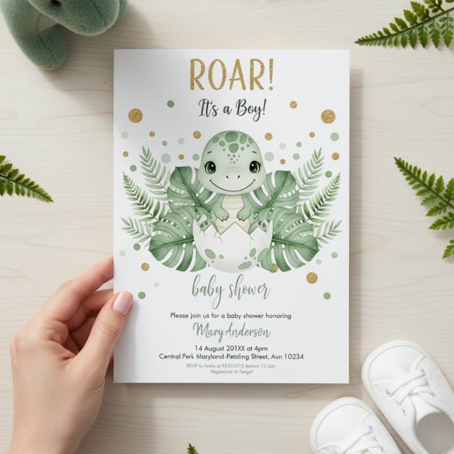 Invitation Fête d'anniversaire pour bébé garçon fille Dinosau (Créateur téléchargé)
