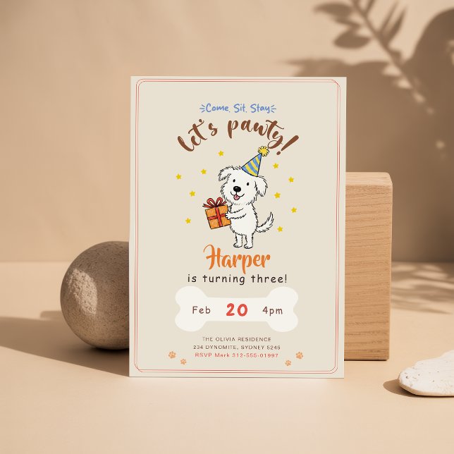 Invitation Fête d'anniversaire pour chien de compagnie mignon (Créateur téléchargé)