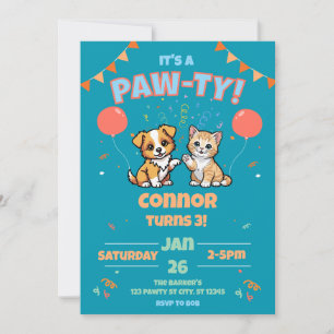 Invitation Fête d'anniversaire pour chien et chat