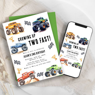 Invitation Fête d'anniversaire pour deux camions monstres rap