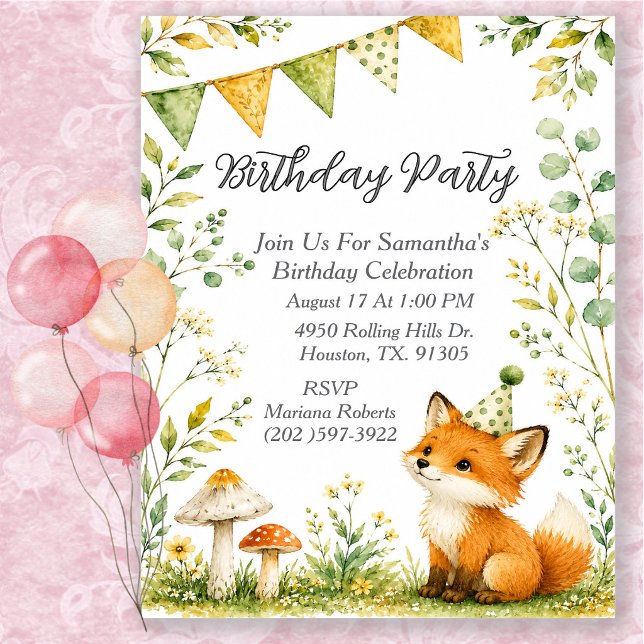Invitation Fête d'anniversaire pour enfant genre neutre Renar (Créateur téléchargé)