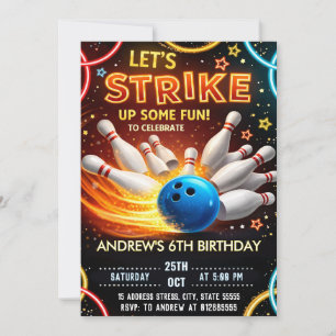 Invitation Fête d'anniversaire pour enfants au bowling