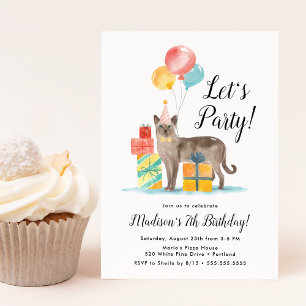 Invitation Fête d'anniversaire pour enfants au thème de chat