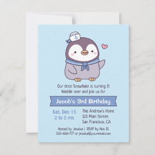 Invitation Fête d'anniversaire pour enfants au thème de pingo