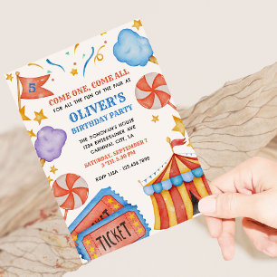 Invitation Fête d'anniversaire pour enfants avec billet de ca