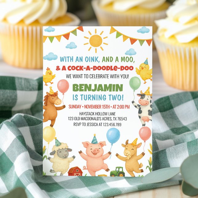 Invitation Fête d'anniversaire pour enfants avec des animaux  (Créateur téléchargé)