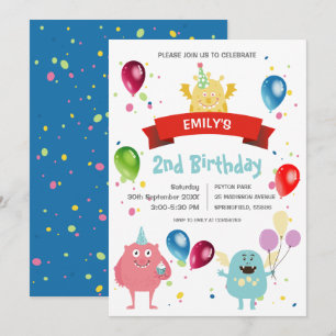Invitation Fête d'anniversaire pour enfants avec des ballons 