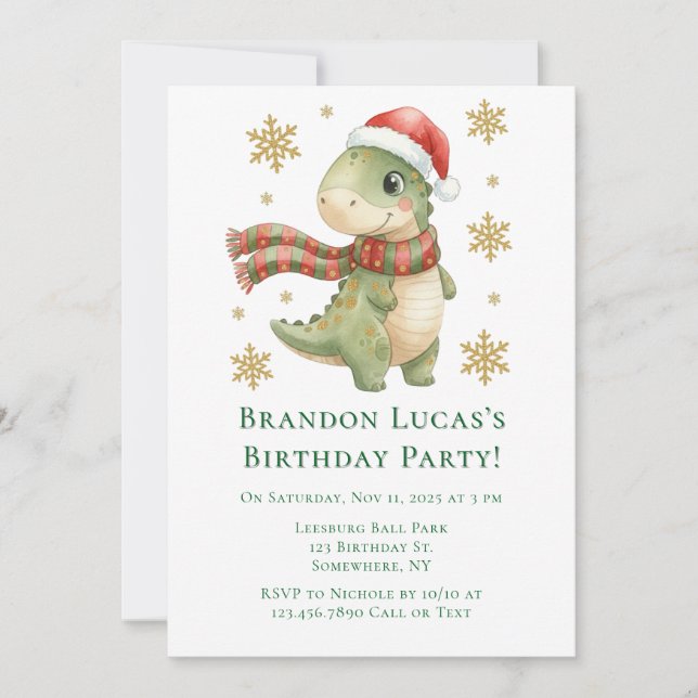 Invitation Fête d'anniversaire pour enfants avec dinosaure de (Devant)