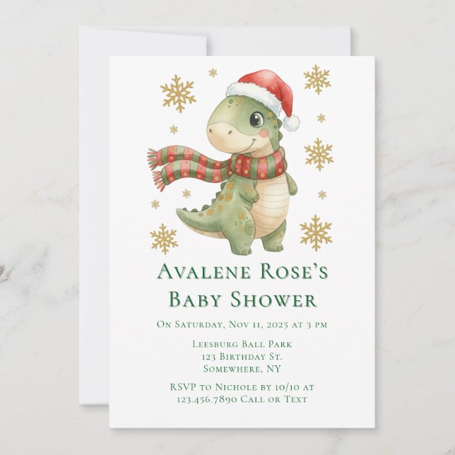 Invitation Fête d'anniversaire pour enfants avec dinosaure de (Devant)
