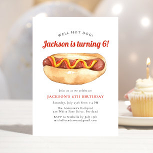 Invitation Fête d'anniversaire pour enfants avec hot-dog à l'