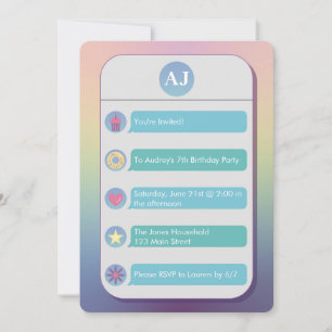 Invitation Fête d'anniversaire pour enfants avec téléphone po