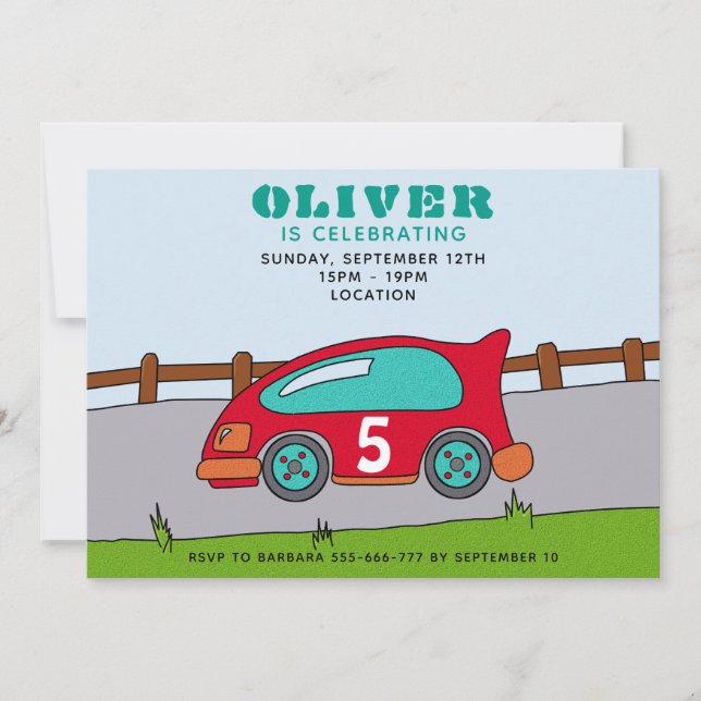 Invitation Fête d'anniversaire pour enfants avec un dessin de (Devant)