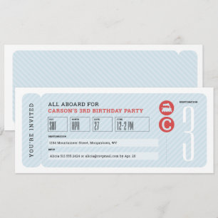 Invitation Fête d'anniversaire pour enfants billet de train