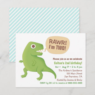 Invitation Fête d'anniversaire pour enfants dinosaure T Rex v