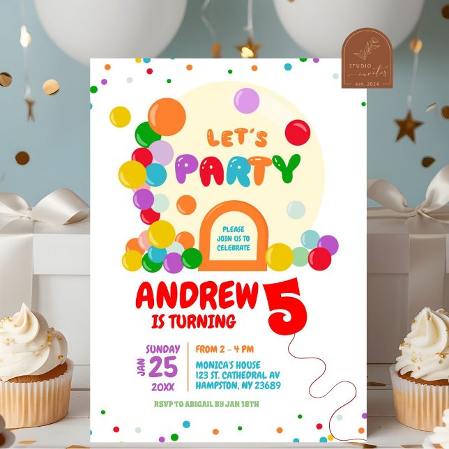 Invitation Fête d'anniversaire pour enfants dôme de bulle col (Créateur téléchargé)