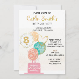 Invitation Fête d'anniversaire pour enfants fille moderne bal