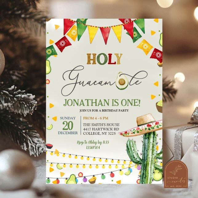 Invitation Fête d'anniversaire pour enfants Holy Guacamole Av (Créateur téléchargé)