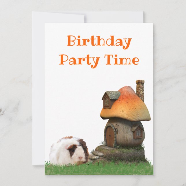 Invitation Fête d'anniversaire pour enfants Maison champignon (Devant)