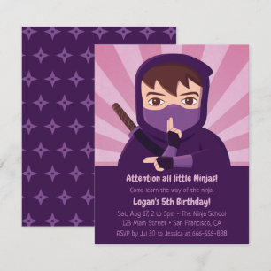 Invitation Fête d'anniversaire pour enfants Ninja Apprendre N