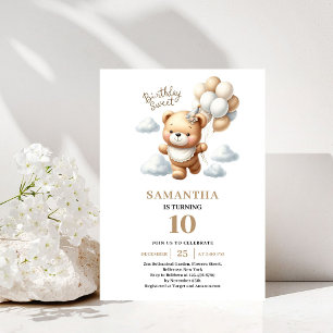 Invitation Fête d'anniversaire pour enfants ours en peluche b