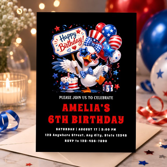 Invitation Fête d'anniversaire pour enfants Rouge Blanc Bleu (Créateur téléchargé)