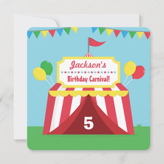 Invitation Fête d'anniversaire pour enfants sur le thème du c (Devant)