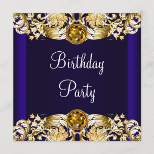 Invitation Fête d'anniversaire pour femme Or Bleu de la Marin