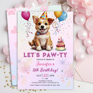 Invitation Fête d'anniversaire pour fille de 8 ans avec son c