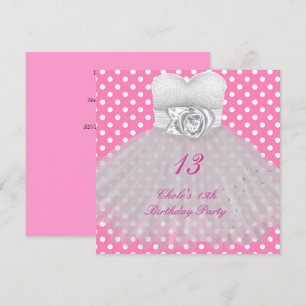 Invitation Fête d'anniversaire pour filles 13 ans adolescente