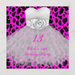 Invitation Fête d'anniversaire pour filles 13 ans adolescente