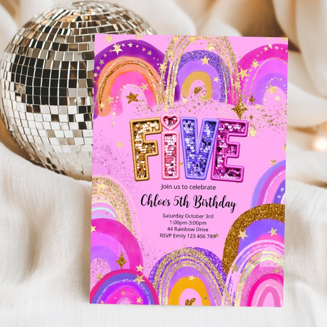 Invitation Fête d'anniversaire pour filles de 5 ans (Créateur téléchargé)
