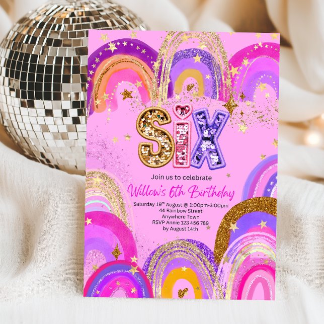 Invitation Fête d'anniversaire pour filles de 6 ans (Créateur téléchargé)