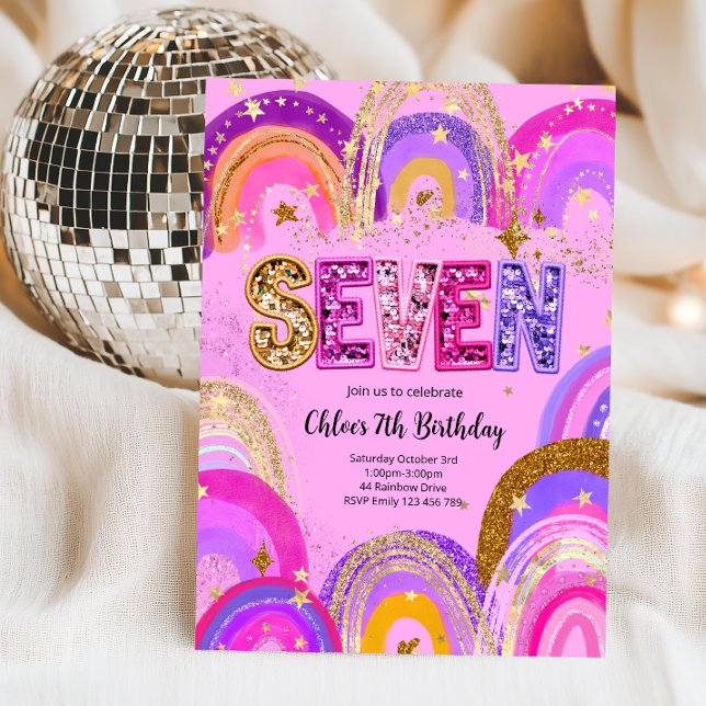 Invitation Fête d'anniversaire pour filles de 7 ans (Créateur téléchargé)