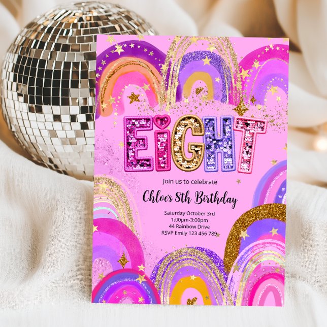 Invitation Fête d'anniversaire pour filles de 8 ans (Créateur téléchargé)