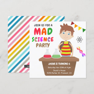 Invitation Fête d'anniversaire pour garçons avec expérience d