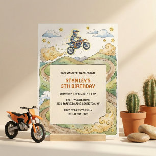 Invitation Fête d'anniversaire pour garçons aventure en moto 