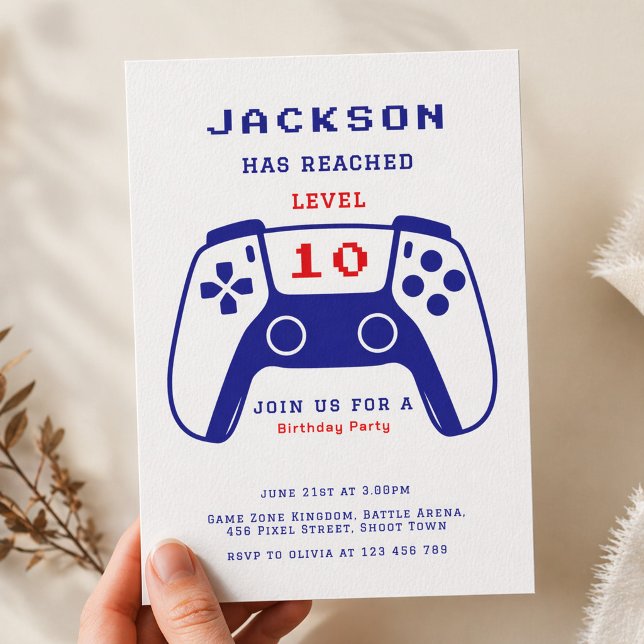 Invitation Fête d'anniversaire pour garçons joueurs de niveau (Créateur téléchargé)