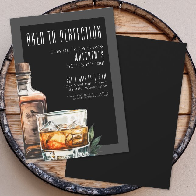 Invitation Fête d'anniversaire pour homme « Vieilli à la perf (Aged To Perfection Men's Birthday Party Invitation)