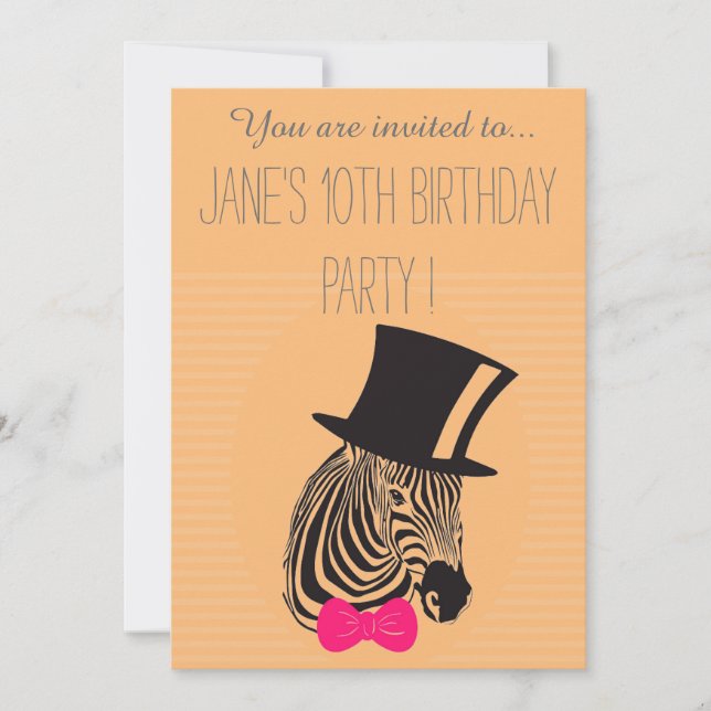 Invitation Fête d'anniversaire pour jeune fille ou préadolesc (Devant)
