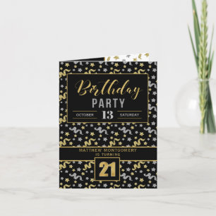 Invitation Fête d'anniversaire pour la 21ème Black and Gold