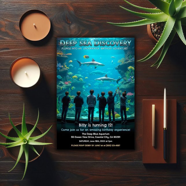 Invitation Fête d'anniversaire pour la découverte des profond (Créateur téléchargé)