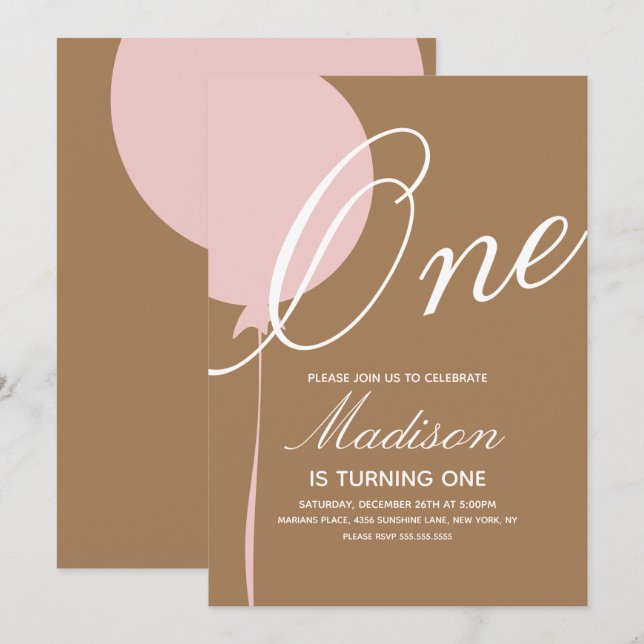 Invitation Fête d'anniversaire pour le premier anniversaire d (Devant / Derrière)