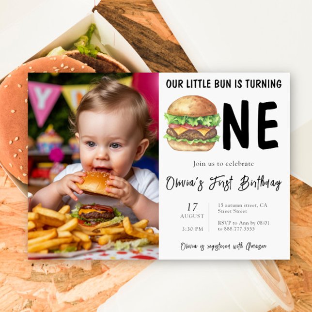 Invitation Fête d'anniversaire pour le premier anniversaire d (Créateur téléchargé)